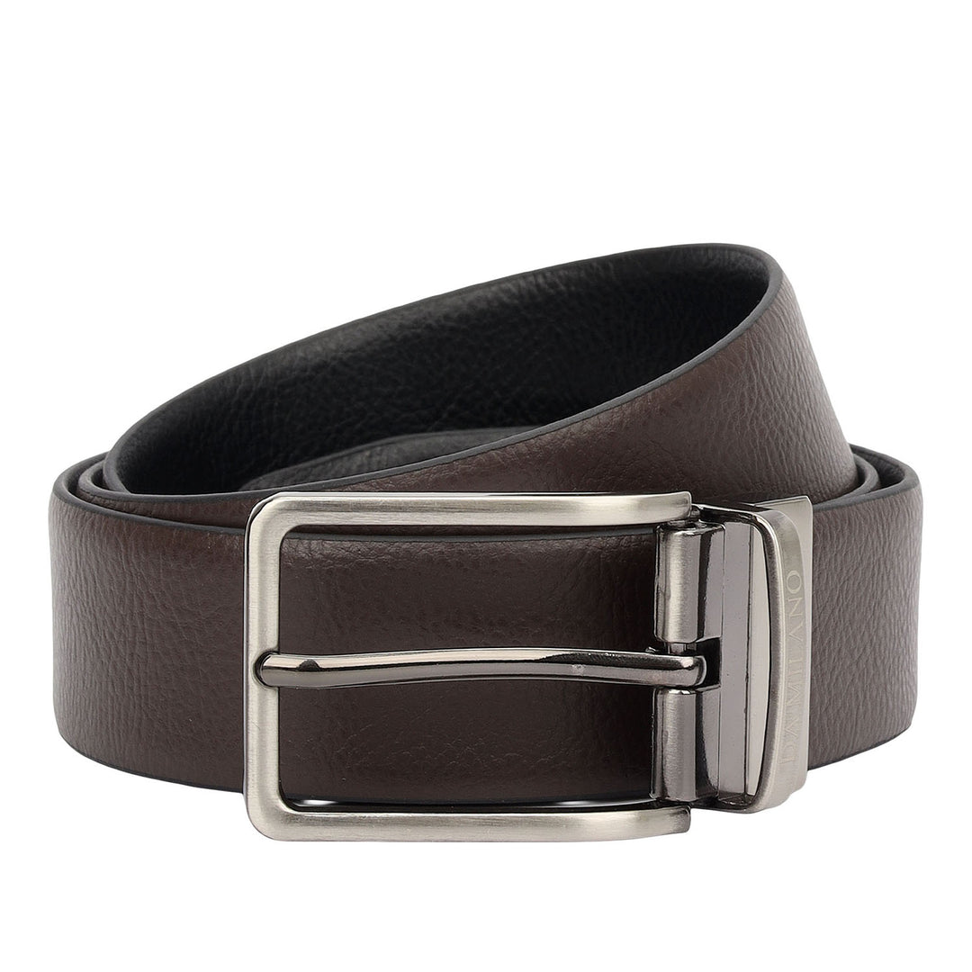 Chocolate & Black Leather Mens Wallet & Belt Gift Set