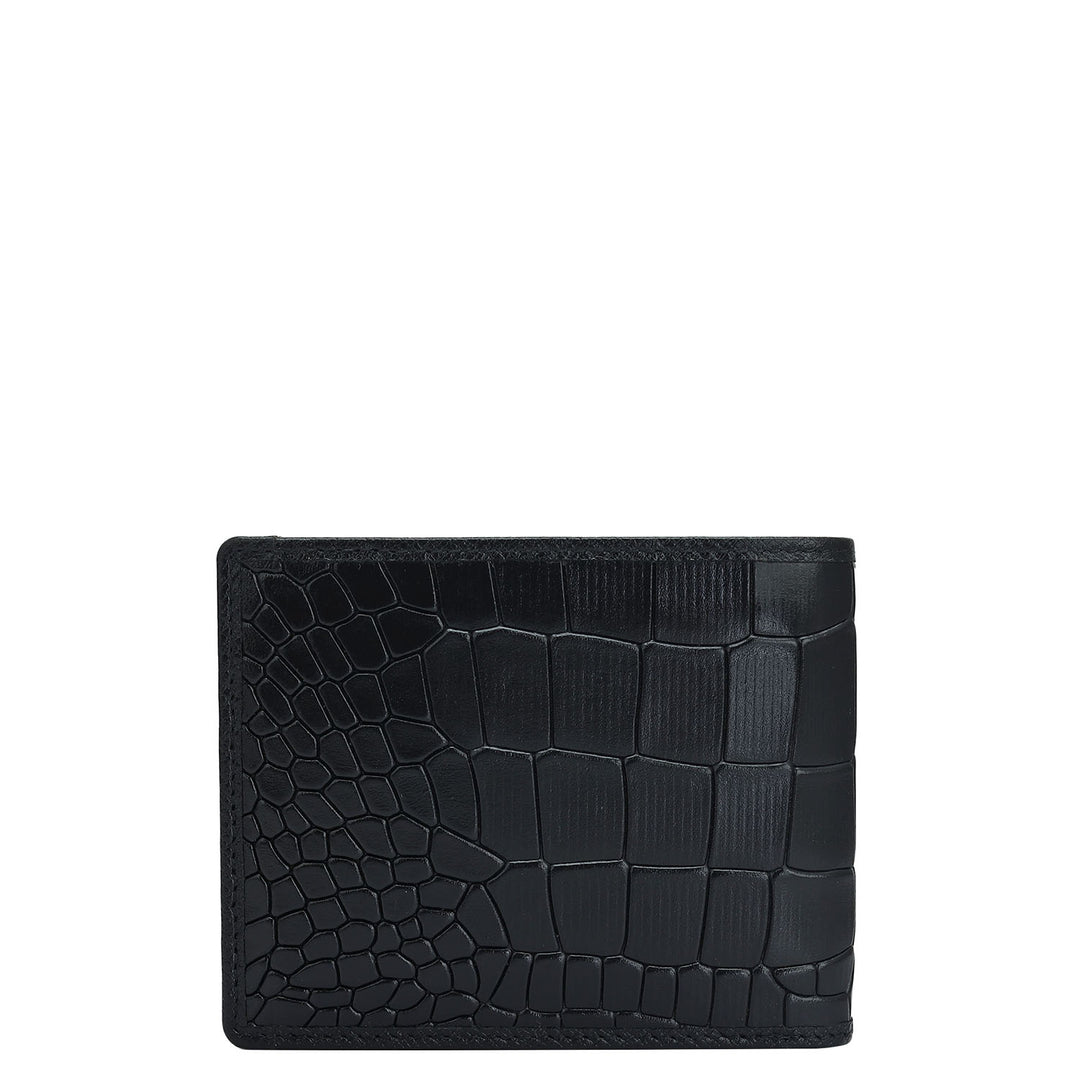 Black Croco Leather Mens Wallet & Belt Gift Set