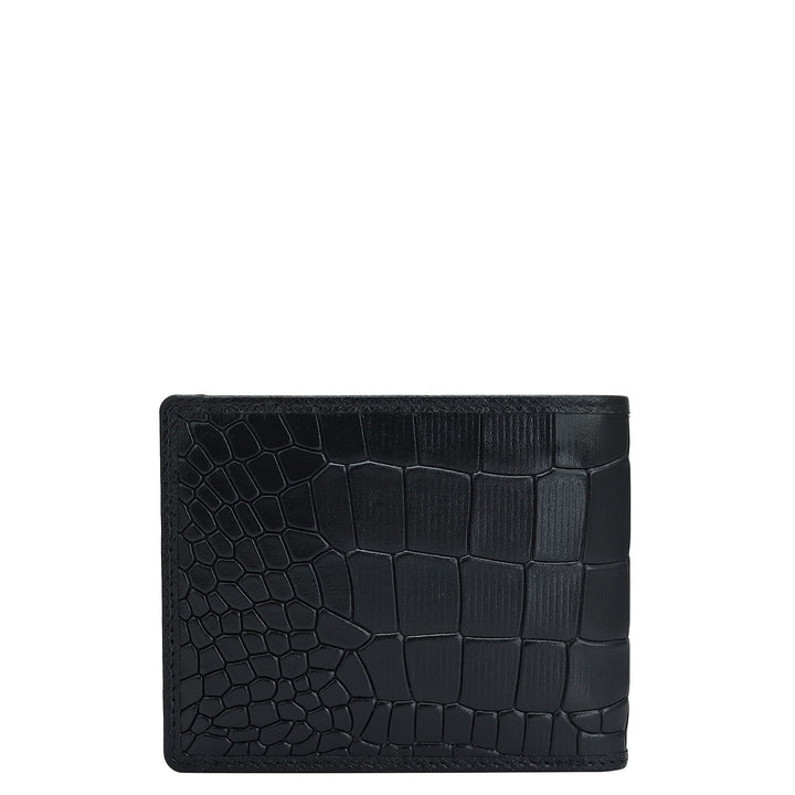 Black Croco Leather Mens Wallet & Belt Gift Set