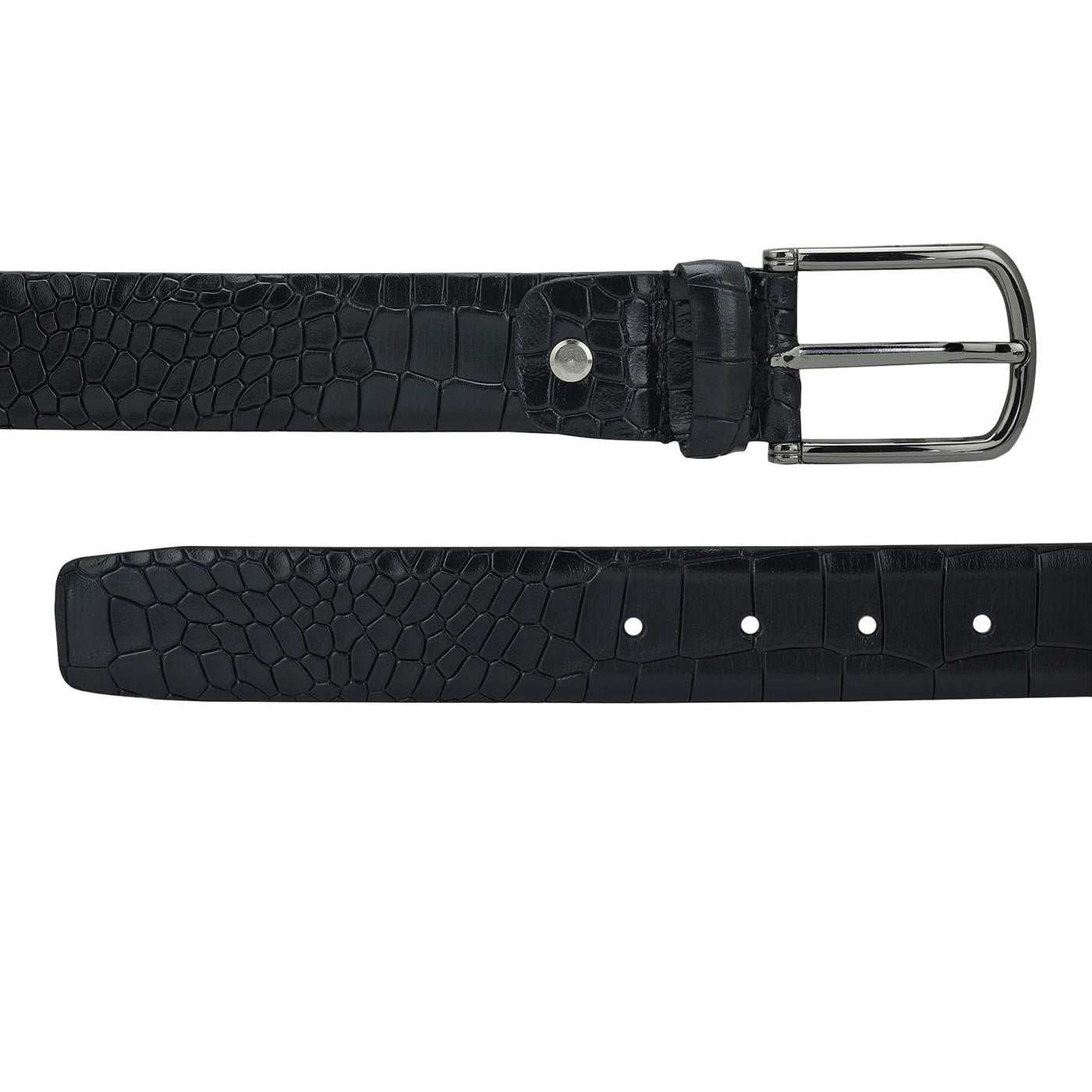 Black Croco Leather Mens Wallet & Belt Gift Set