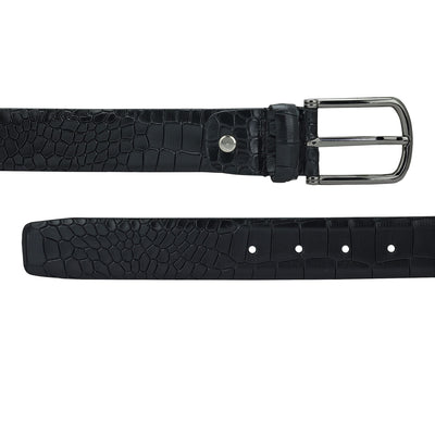 Black Croco Leather Mens Wallet & Belt Gift Set