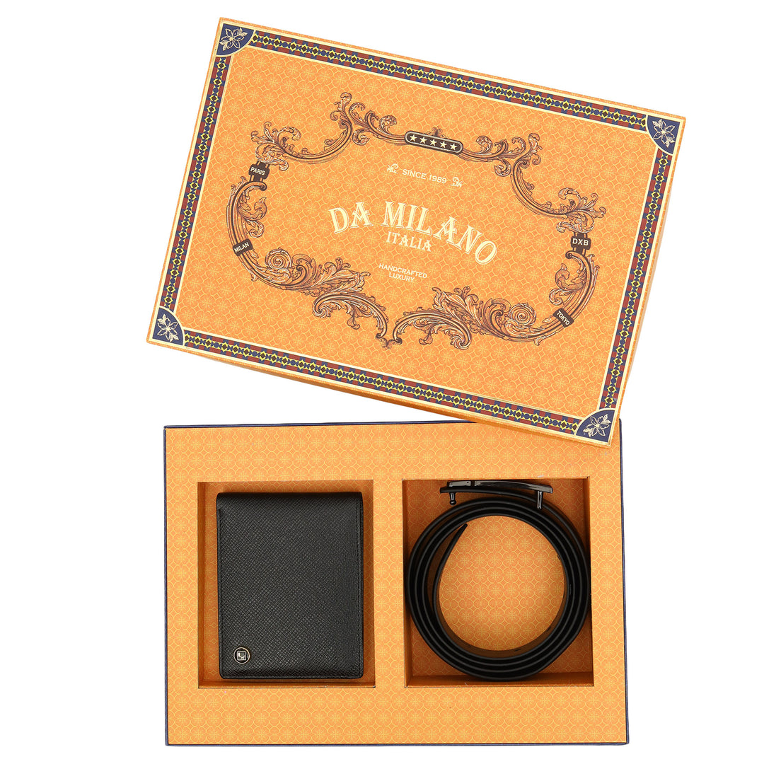 Saffiano Leather Men's Gift Set - Black