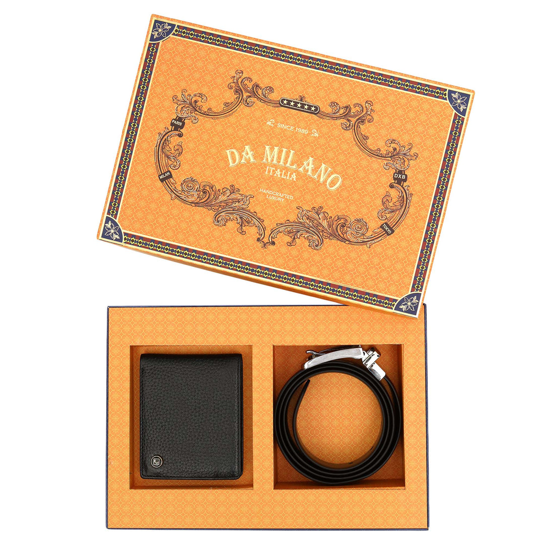 Pebble Leather Men's Gift Set - Cognac & Black