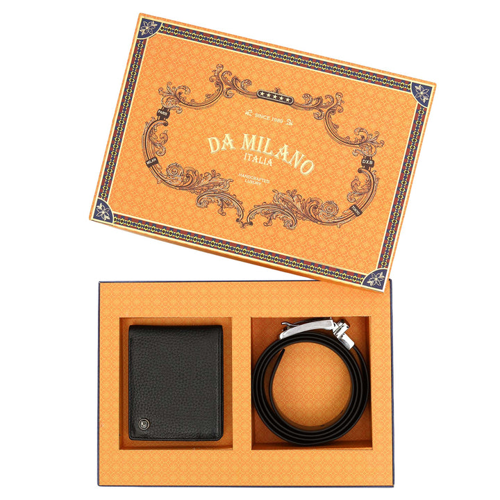 Pebble Leather Men's Gift Set - Cognac & Black