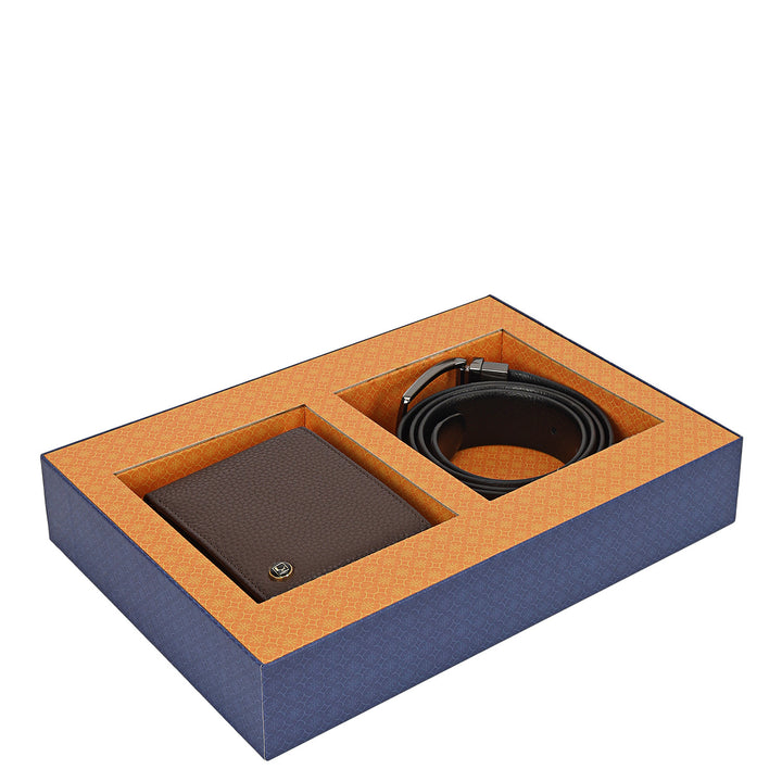 Pebble Leather  Men's Gift Set - Cognac & Black
