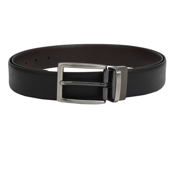 Black Saffiano Franzy Leather Mens Wallet & Belt Gift Set