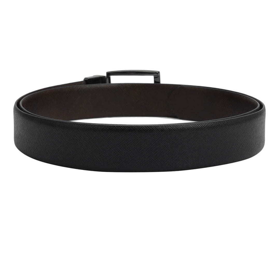 Black Saffiano Franzy Leather Mens Wallet & Belt Gift Set