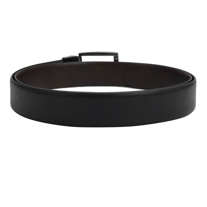 Black Saffiano Franzy Leather Mens Wallet & Belt Gift Set