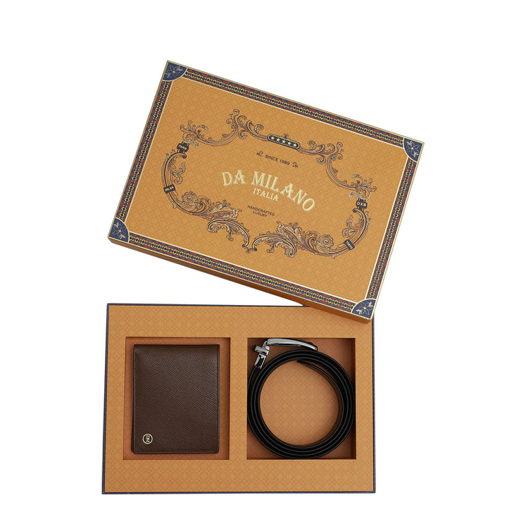 Date Saffiano Franzy Leather Mens Wallet & Belt Gift Set