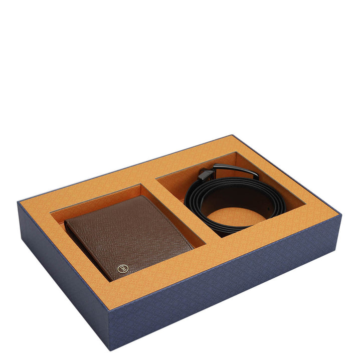 Date Saffiano Franzy Leather Mens Wallet & Belt Gift Set
