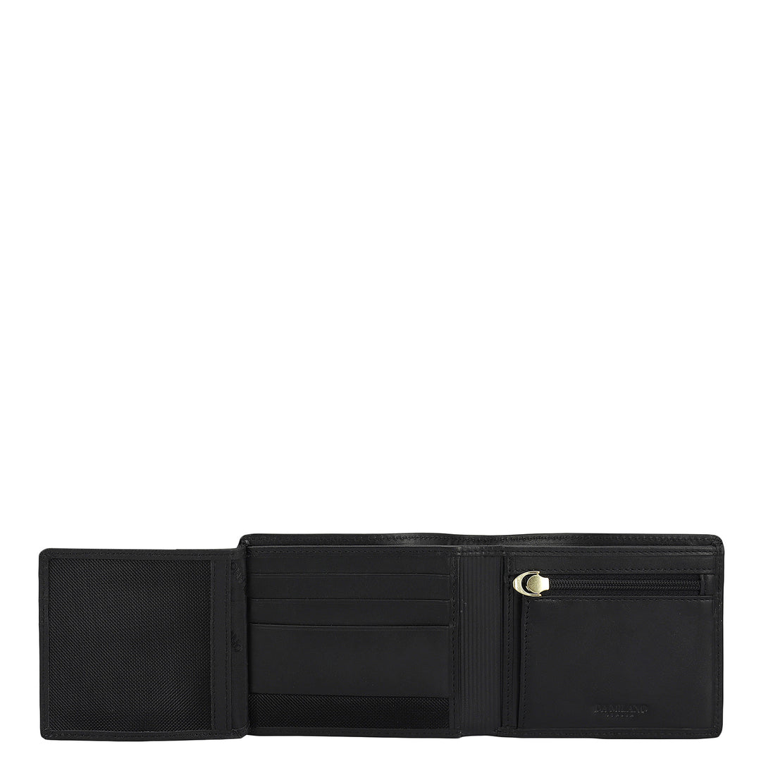 Black Plain Leather Mens Wallet & Belt Gift Set