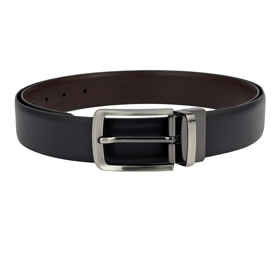 Black Plain Leather Mens Wallet & Belt Gift Set