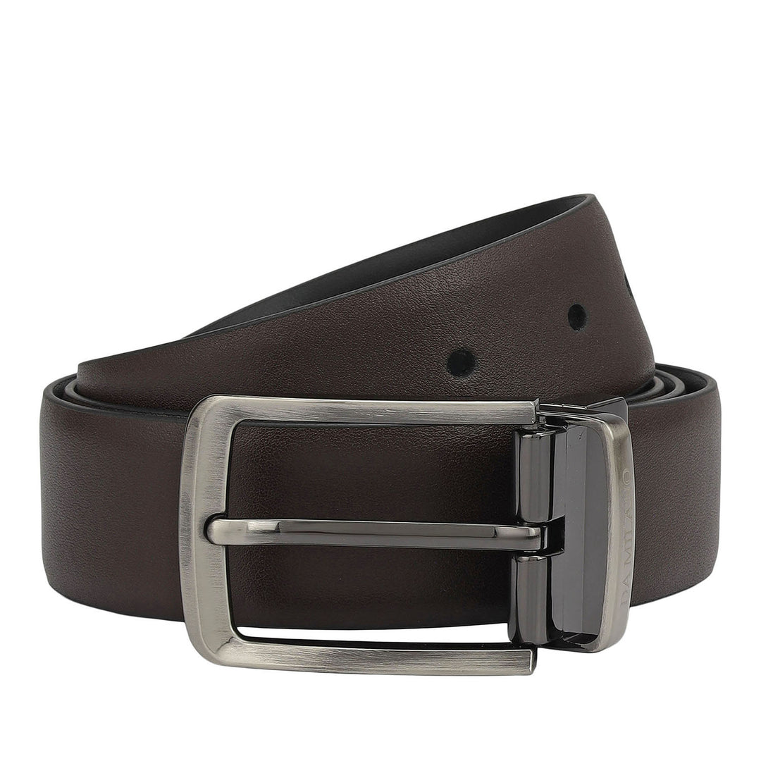 Brown Plain Leather Mens Wallet & Belt Gift Set