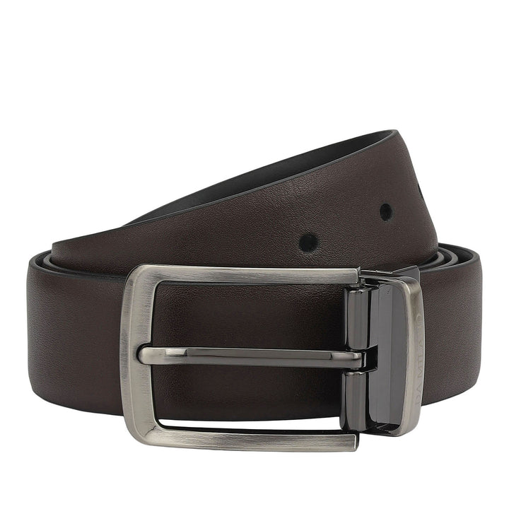 Brown Plain Leather Mens Wallet & Belt Gift Set