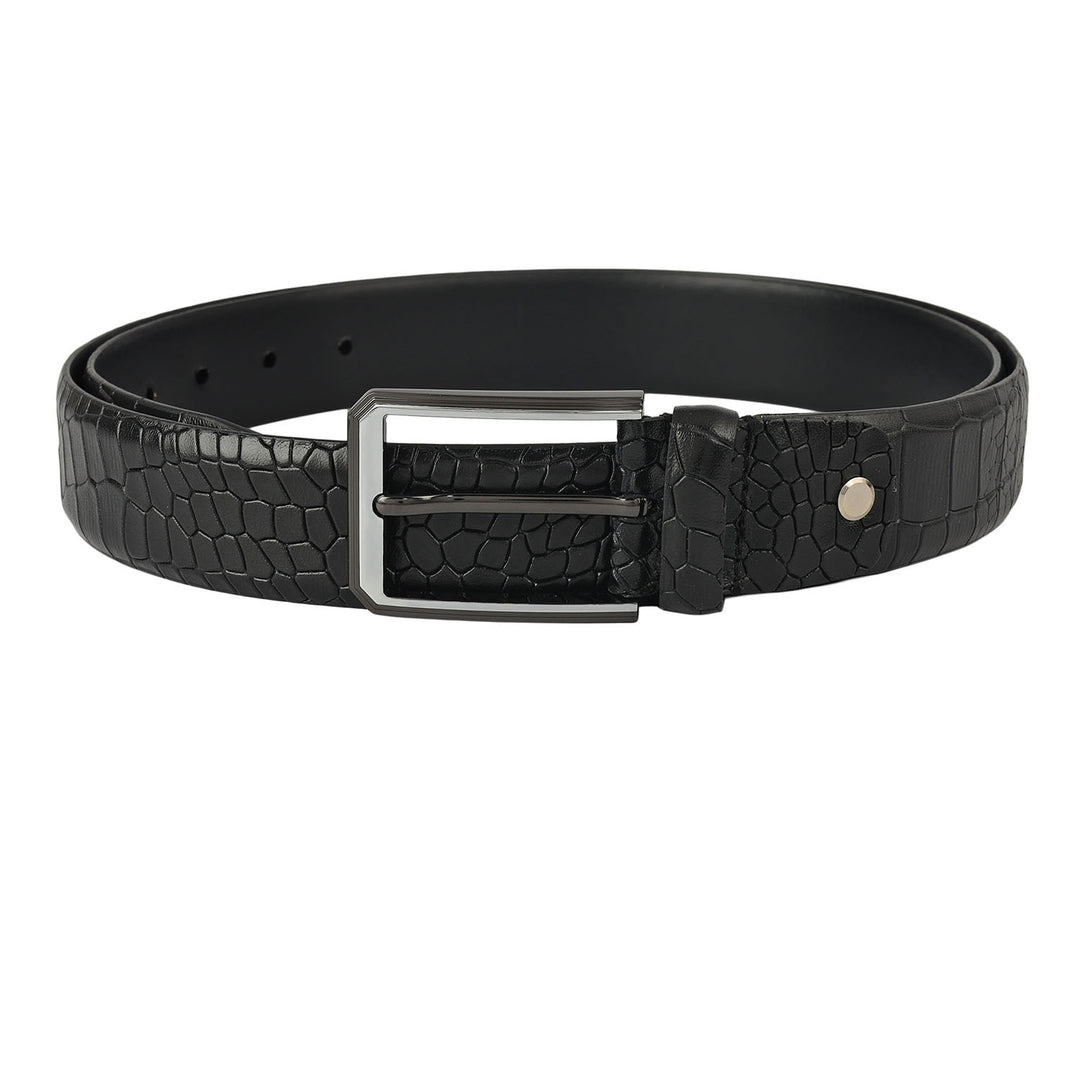 Black Croco Leather Mens Wallet & Belt Gift Set