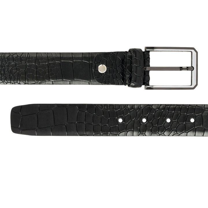 Black Croco Leather Mens Wallet & Belt Gift Set