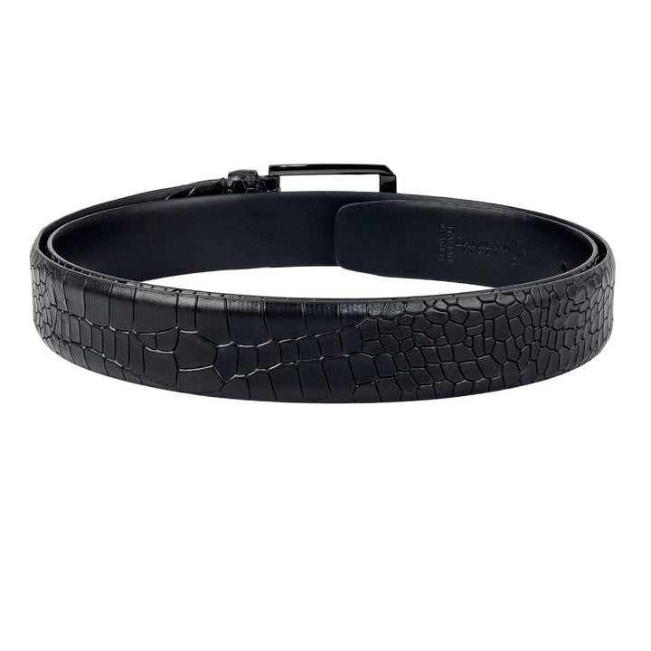 Black Croco Leather Mens Wallet & Belt Gift Set