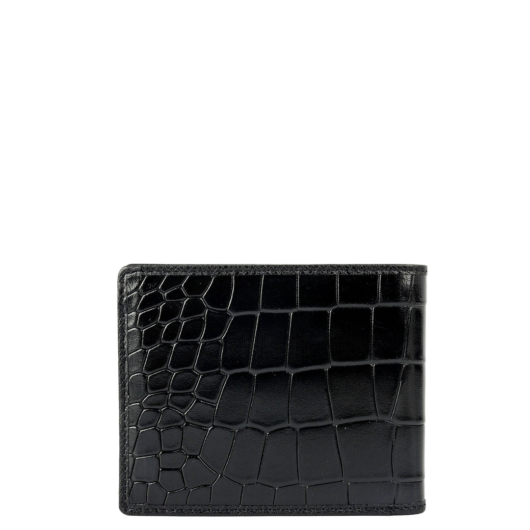 Black Croco Leather Mens Wallet & Belt Gift Set