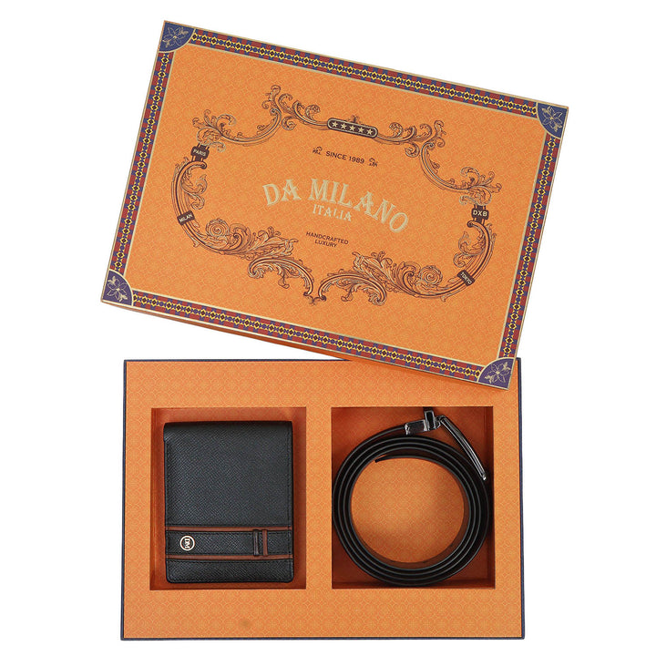 Black Saffiano Franzy Mens Wallet & Belt Gift Set