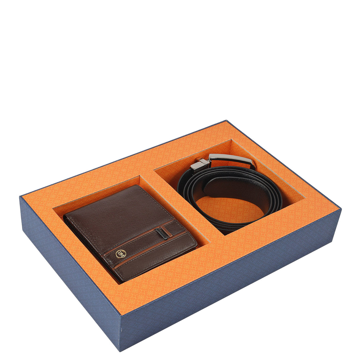 Chocolate Saffiano Franzy Mens Wallet & Belt Gift Set