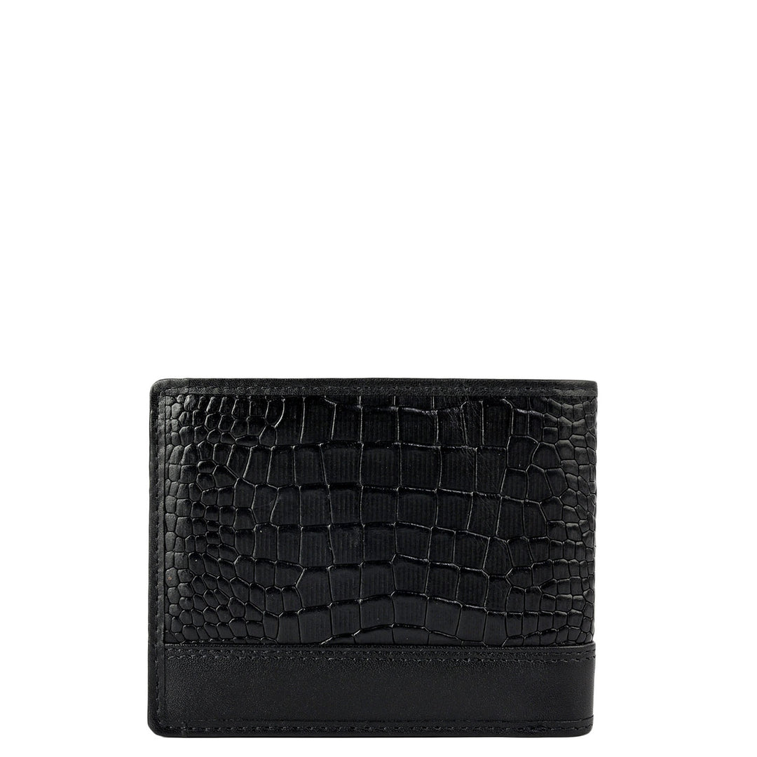 Black Croco Leather Mens Wallet & Belt Gift Set