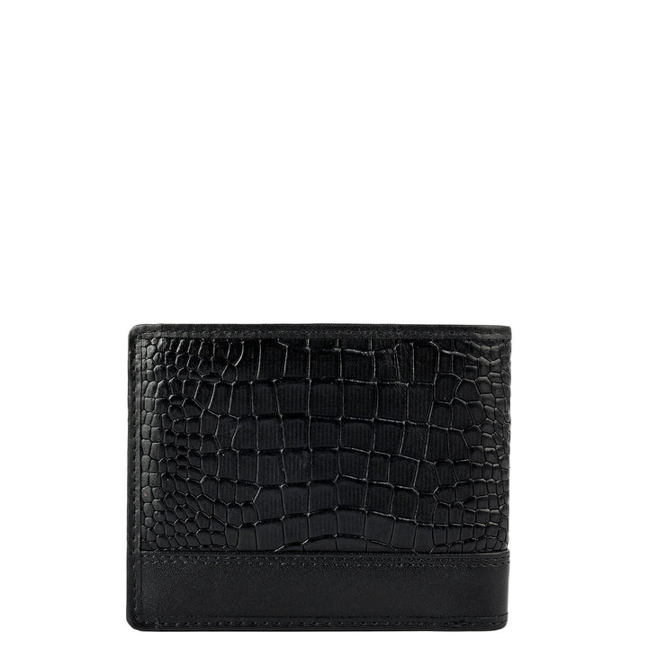 Black Croco Leather Mens Wallet & Belt Gift Set