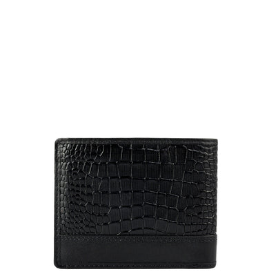 Black Croco Leather Mens Wallet & Belt Gift Set