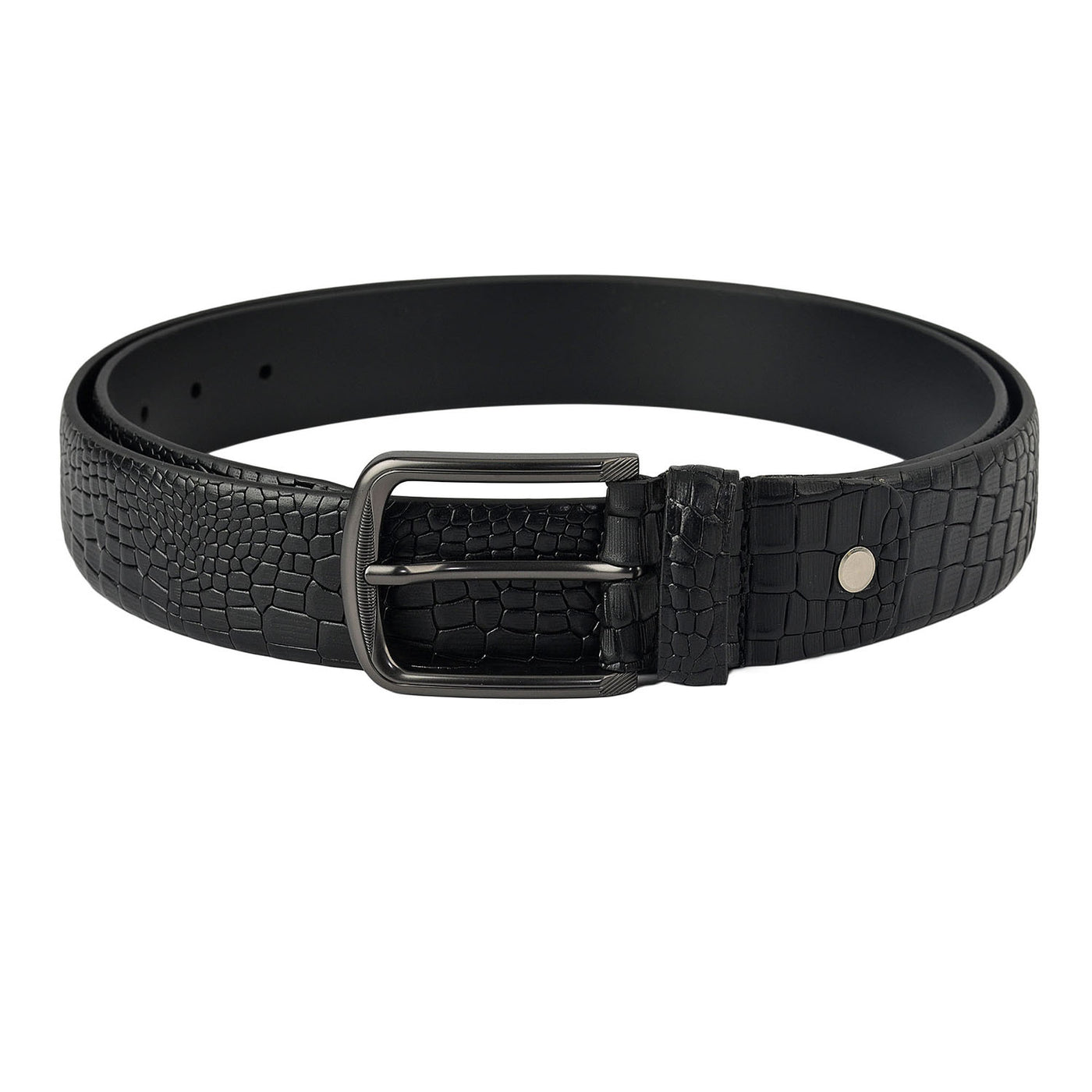 Black Croco Leather Mens Wallet & Belt Gift Set