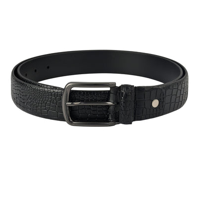Black Croco Leather Mens Wallet & Belt Gift Set