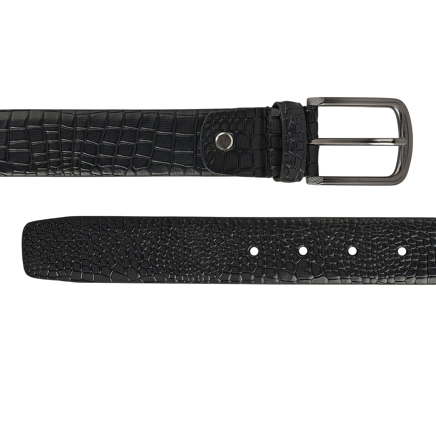 Black Croco Leather Mens Wallet & Belt Gift Set