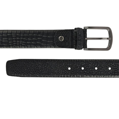 Black Croco Leather Mens Wallet & Belt Gift Set