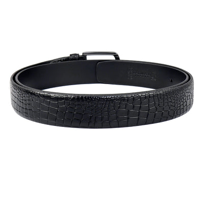 Black Croco Leather Mens Wallet & Belt Gift Set