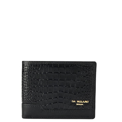 Black Croco Leather Mens Wallet & Belt Gift Set