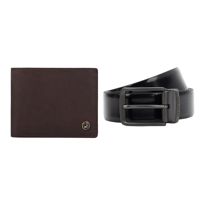 Plain Leather Men's Gift Set - Black & Cognac