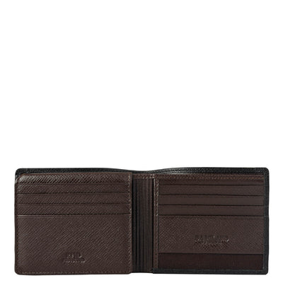 Chocolate Saffiano Franzy Leather Mens Wallet & Belt Gift Set
