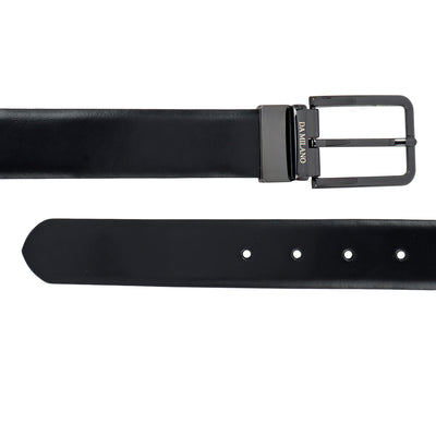 Black Plain Leather Mens Wallet & Belt Gift Set