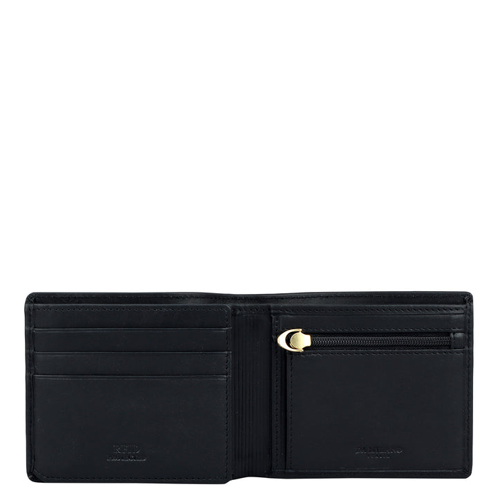 Black Plain Leather Mens Wallet & Belt Gift Set