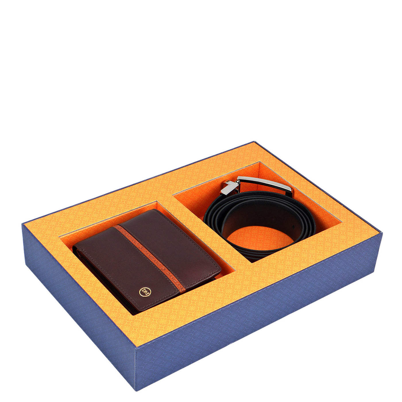 Brown Plain Leather Mens Wallet & Belt Gift Set