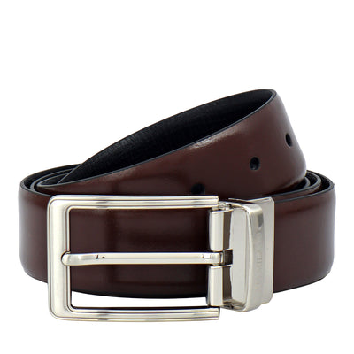 Brown Plain Leather Mens Wallet & Belt Gift Set