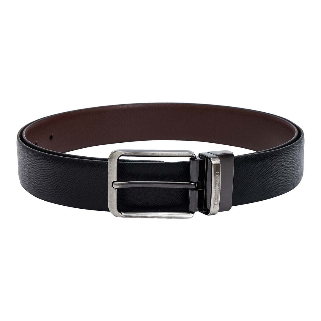 Black Saffiano Franzy Leather Mens Wallet & Belt Gift Set