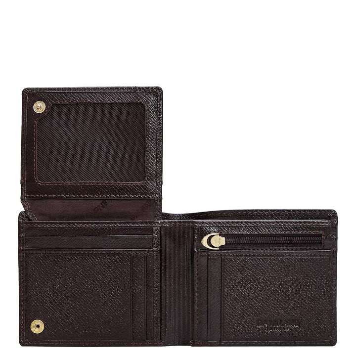 Chocolate Saffiano Franzy Leather Mens Wallet & Belt Gift Set