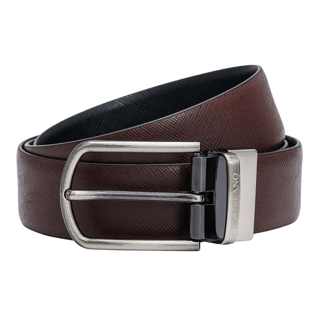 Chocolate Saffiano Franzy Leather Mens Wallet & Belt Gift Set