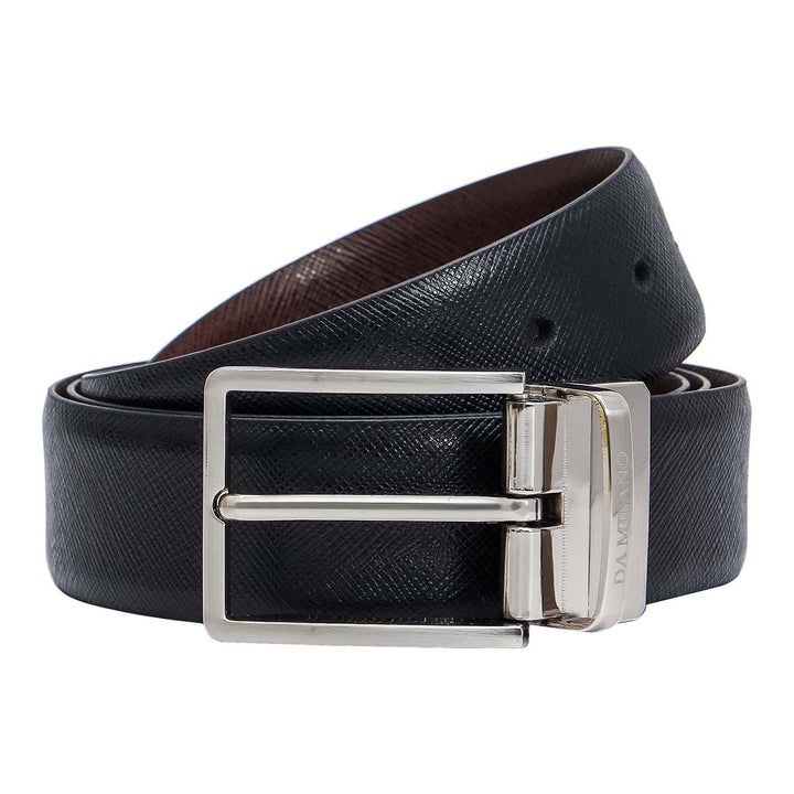 Black Saffiano Franzy Leather Mens Wallet & Belt Gift Set