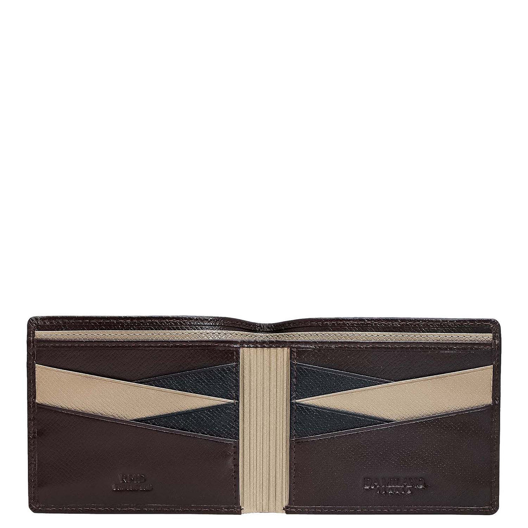 Chocolate Saffiano Franzy Leather Mens Wallet & Belt Gift Set