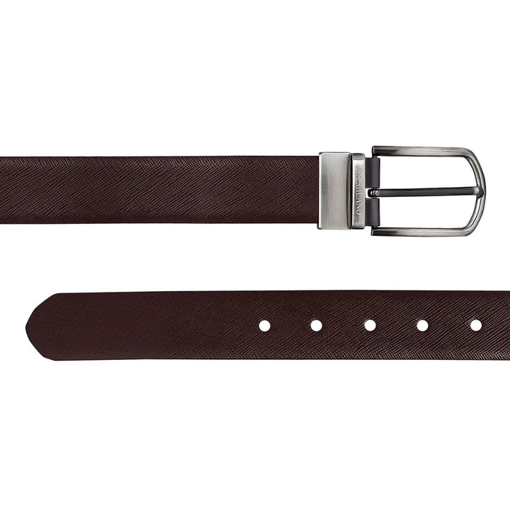 Chocolate Saffiano Franzy Leather Mens Wallet & Belt Gift Set