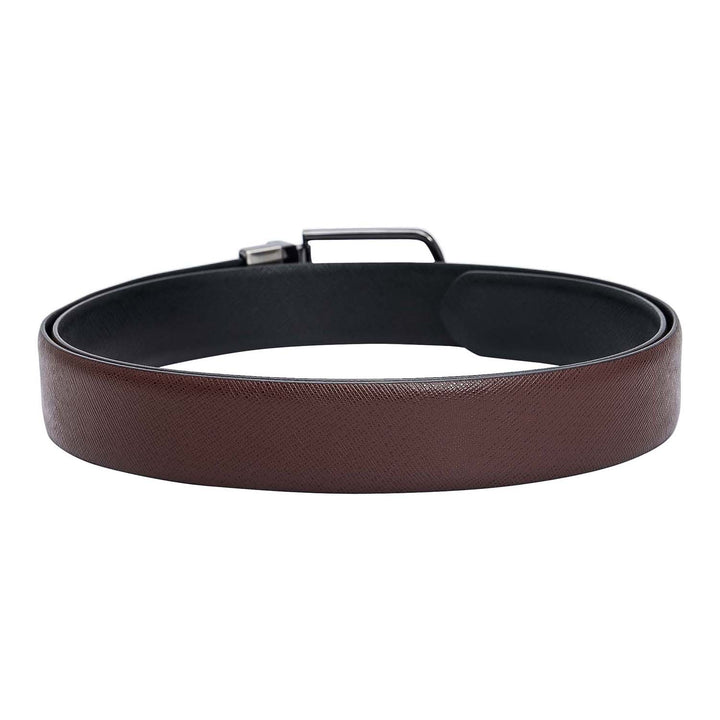 Chocolate Saffiano Franzy Leather Mens Wallet & Belt Gift Set