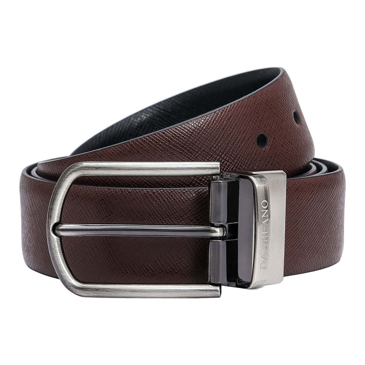 Chocolate Saffiano Franzy Leather Mens Wallet & Belt Gift Set