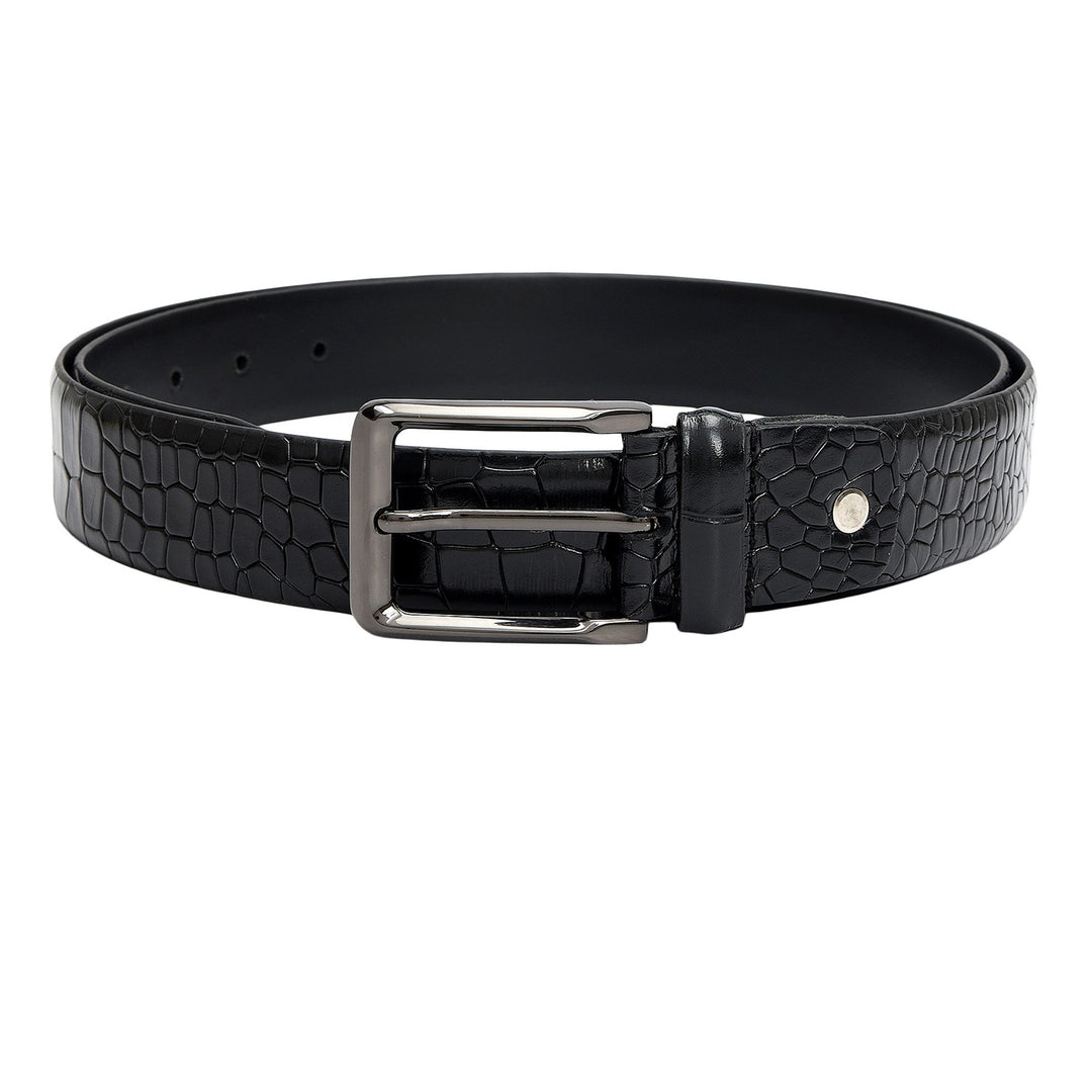 Black Croco Franzy Leather Mens Wallet & Belt Gift Set