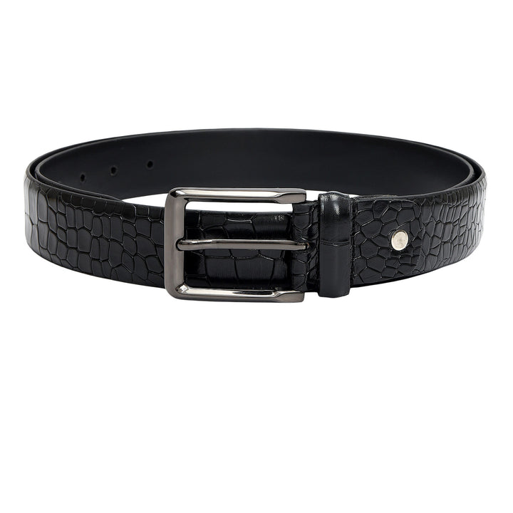 Black Croco Franzy Leather Mens Wallet & Belt Gift Set