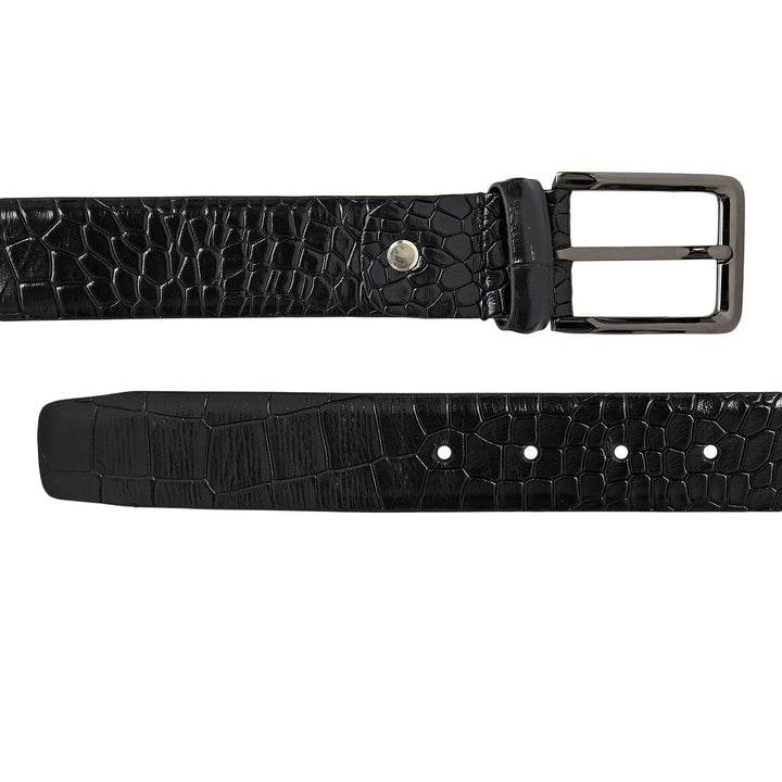 Black Croco Franzy Leather Mens Wallet & Belt Gift Set